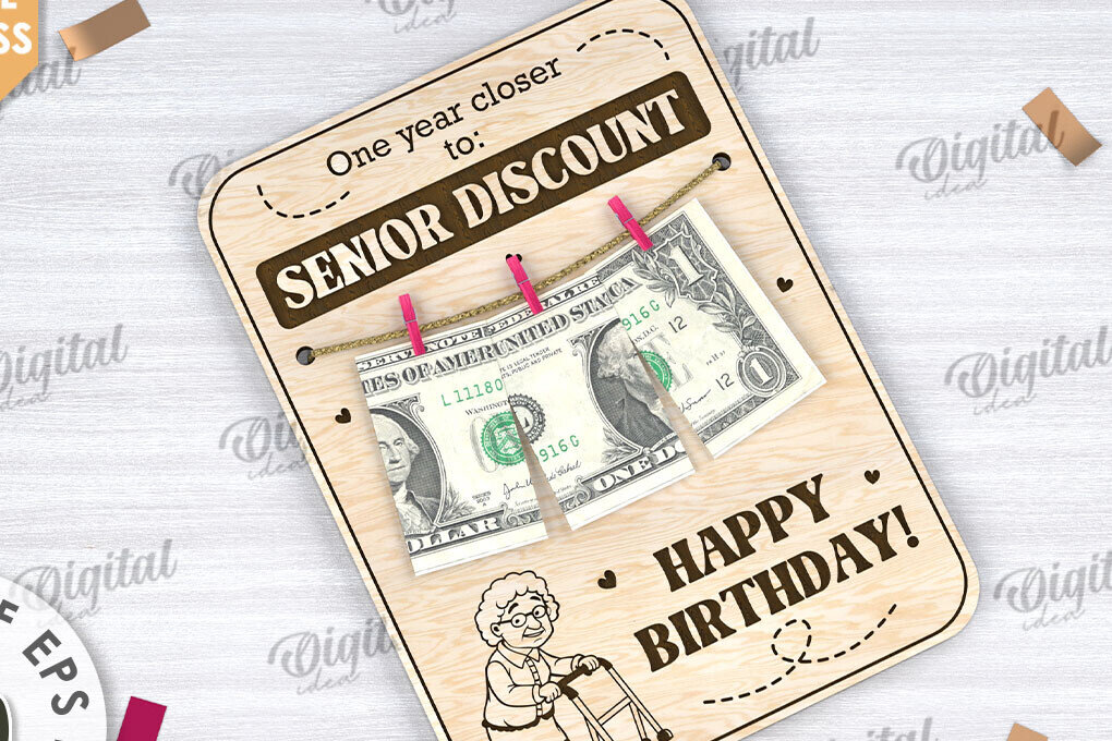 Σετ των 2 Intra απο ξύλο plywood 3mm-4mm πάχος - Αστεία κάρτα γενεθλίων σχέδιο κοπής με λέιζερ Δίασταση 20x20 cm INTRAFABR-109351782