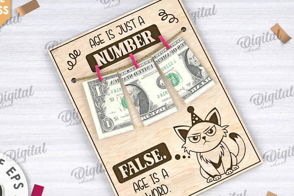 Σετ των 2 Intra απο ξύλο plywood 3mm-4mm πάχος - Αστεία κάρτα γενεθλίων σχέδιο κοπής με λέιζερ Δίασταση 20x20 cm INTRAFABR-109351876