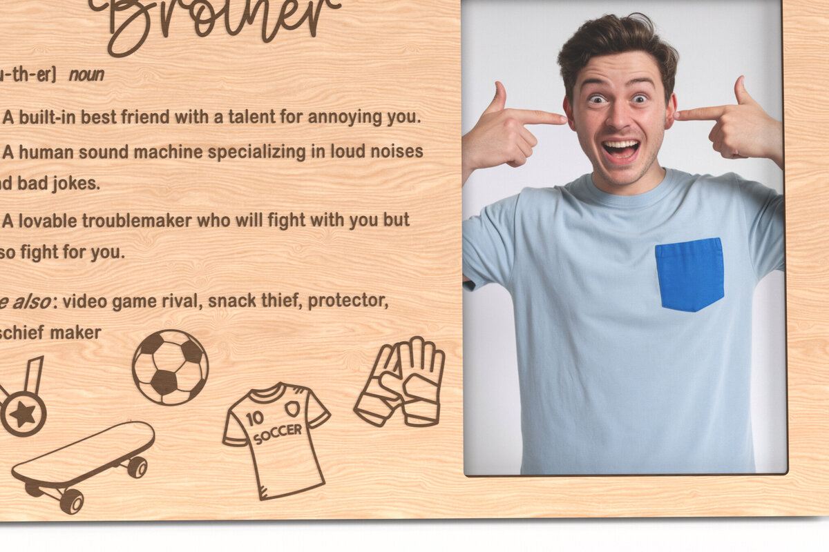 Σετ των 2 Intra απο ξύλο plywood 3mm-4mm πάχος - Αστεία Brother Ορισμός Κορνίζα Δίασταση 20x25 cm INTRAFABR-117340542