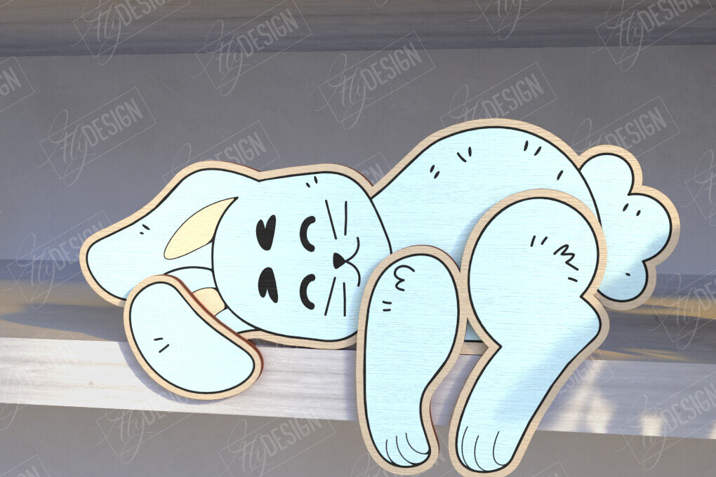 Σετ των 2 Intra απο ξύλο plywood 3mm-4mm πάχος - Funny Bunny Shelf Sitters Laser Cut |CNC Δίασταση 15x15 cm INTRAFABR-123426762