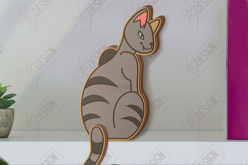 Intra απο ξύλο plywood 3mm-4mm πάχος - Funny Cats Shelf Sitters Cut Laser | CNC Δίασταση 20x20 cm INTRAFABR-121132023