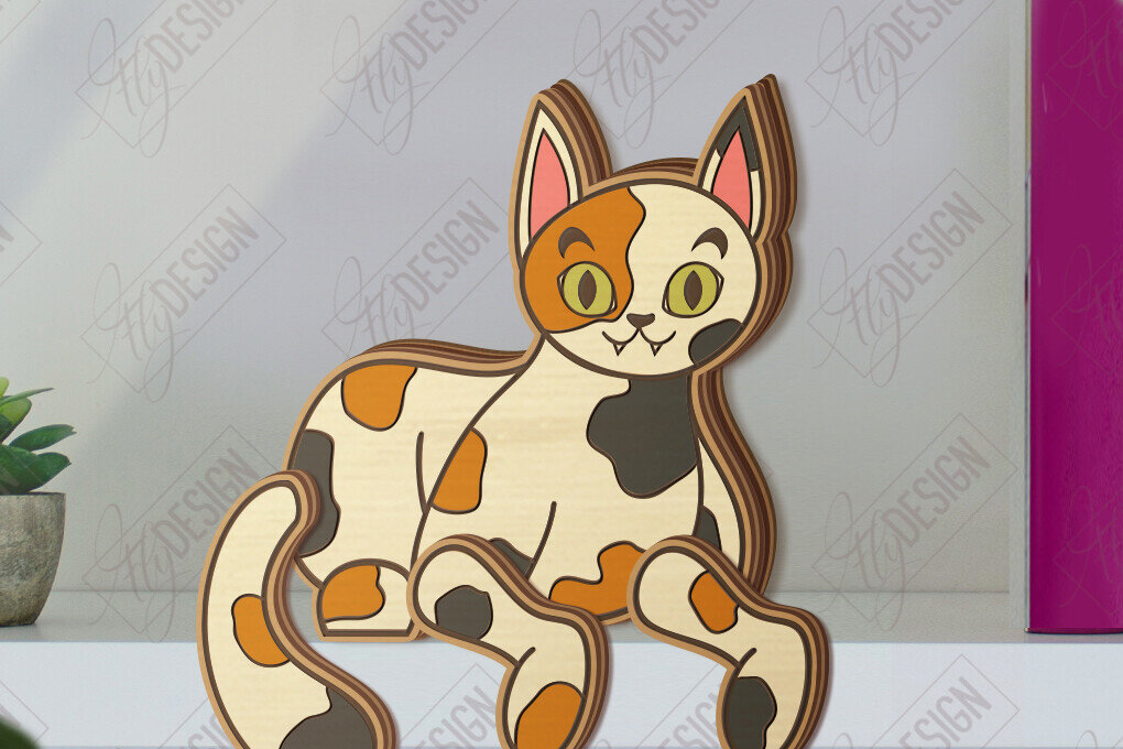 Intra απο ξύλο plywood 3mm-4mm πάχος - Funny Cats Shelf Sitters Cut Laser | CNC Δίασταση 20x20 cm INTRAFABR-121132025