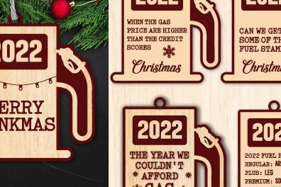 Σετ των 3 Intra απο ξύλο plywood 3mm-4mm πάχος - Αστείο Χριστουγεννιάτικο Στολίδι Αερίου  Δίασταση 6x6 cm INTRAFABR-36209938