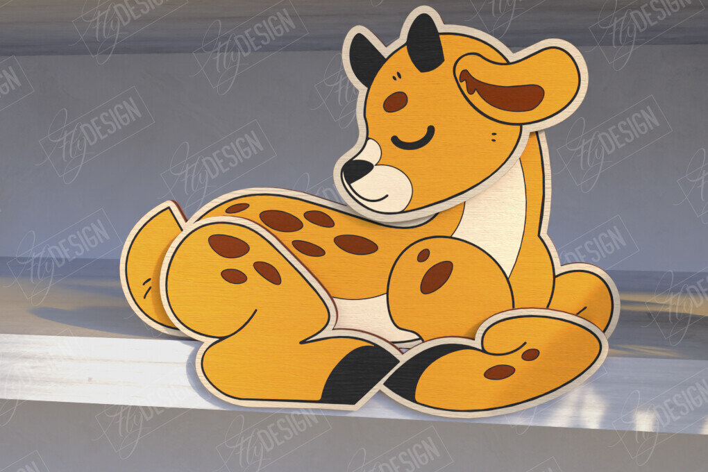 Σετ των 3 Intra απο ξύλο plywood 3mm-4mm πάχος - Αστεία Deer Shelf Sitters Cut Laser | CNC Δίασταση 20x20 cm INTRAFABR-123426792