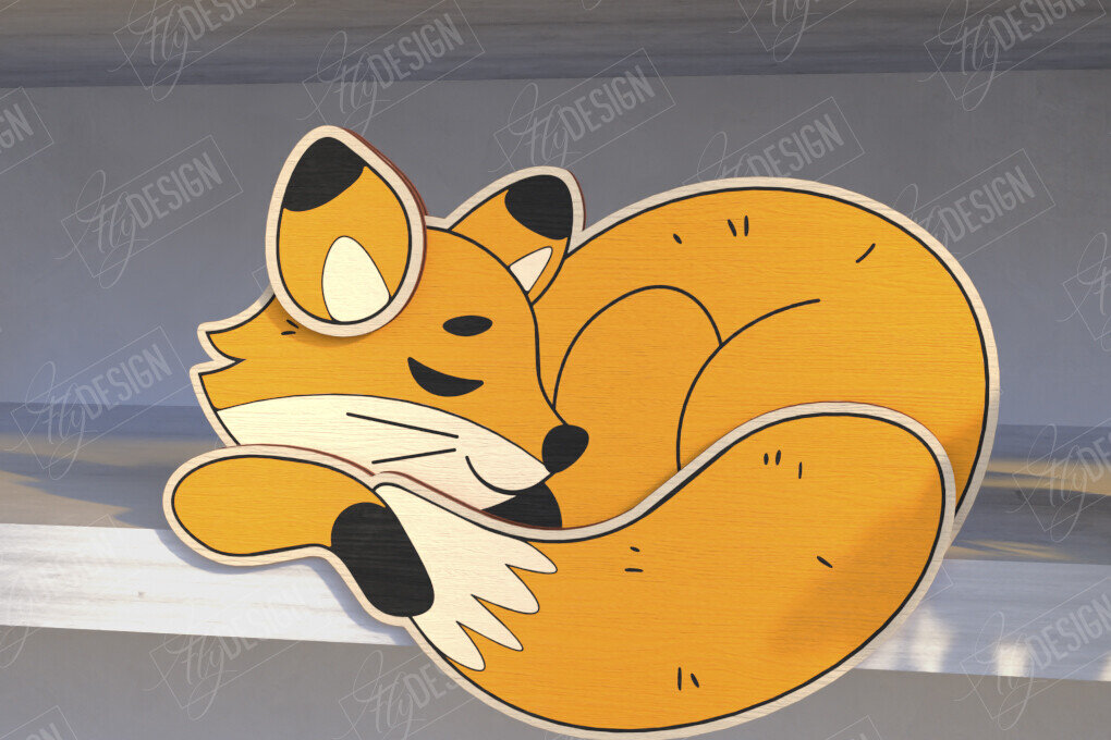 Σετ των 2 Intra απο ξύλο plywood 3mm-4mm πάχος - Funny Fox Shelf Sitters Cut Laser | CNC Δίασταση 20x20 cm INTRAFABR-123601192