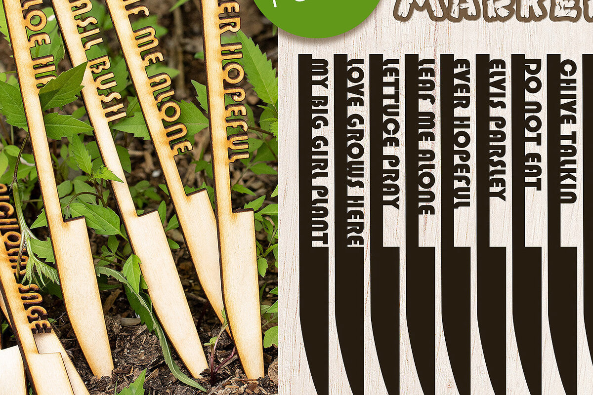 Σετ των 3 Intra απο ξύλο plywood 3mm-4mm πάχος - Funny Garden Markers ,  κοπής με λέιζερ Δίασταση 7x0 cm INTRAFABR-13654625