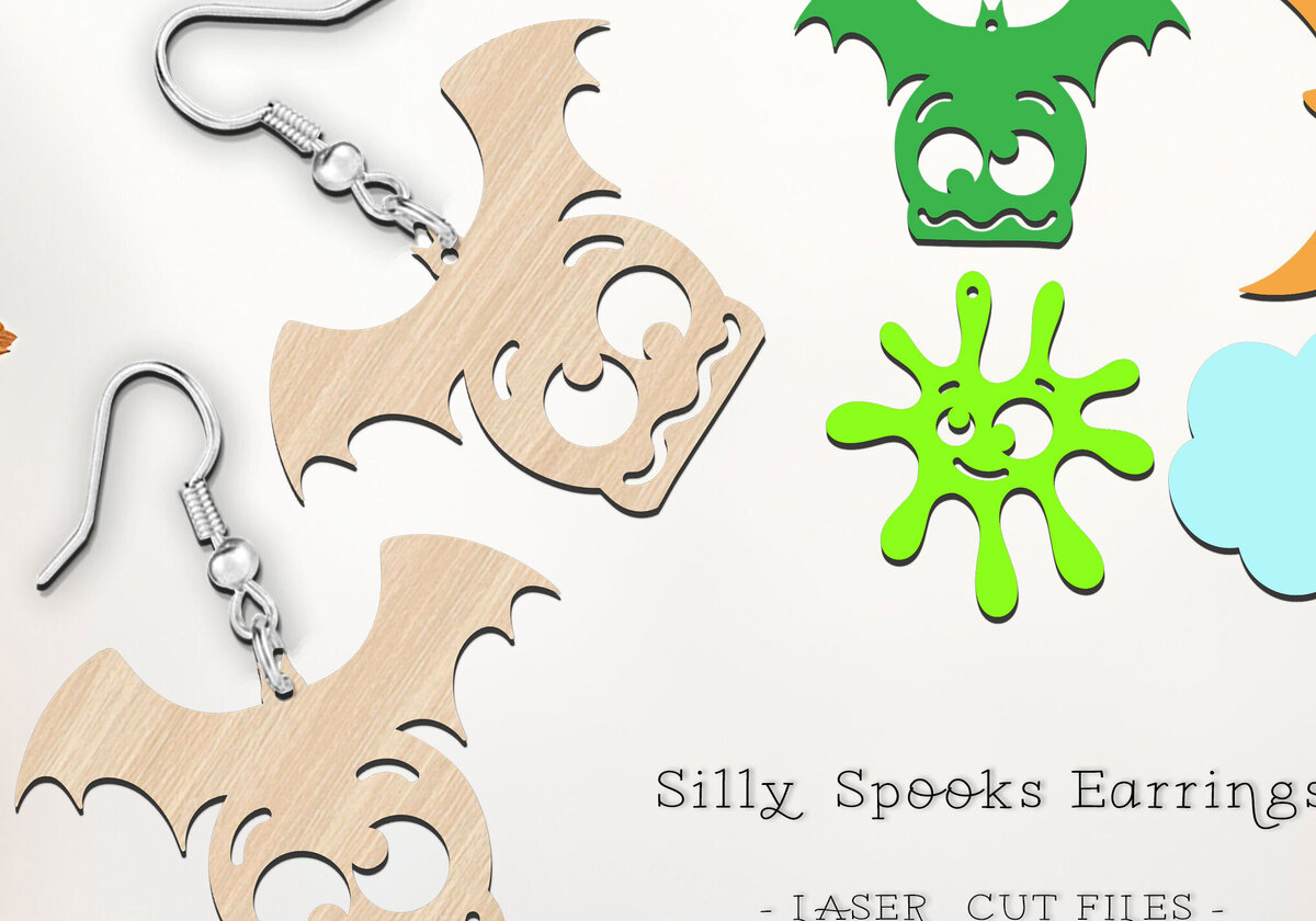 Intra απο ξύλο plywood 3mm-4mm πάχος - Αστεία αποκριάτικα σκουλαρίκια κομμένα αρχεία με λέιζερ Δίασταση 900x900 cm INTRAFABR-118898893