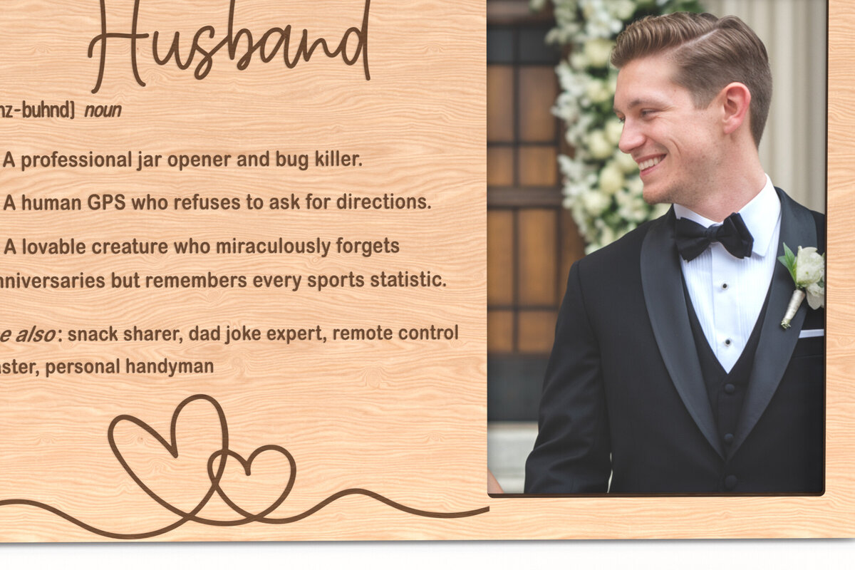 Σετ των 2 Intra απο ξύλο plywood 3mm-4mm πάχος - Αστεία κορνίζα σύζυγος ορισμού Δίασταση 20x25 cm INTRAFABR-117340502