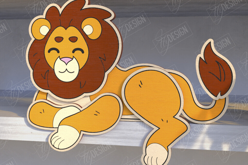 Σετ των 2 Intra απο ξύλο plywood 3mm-4mm πάχος - Αστεία Leo Shelf Sitters Cut Laser | CNC Δίασταση 20x20 cm INTRAFABR-123601135