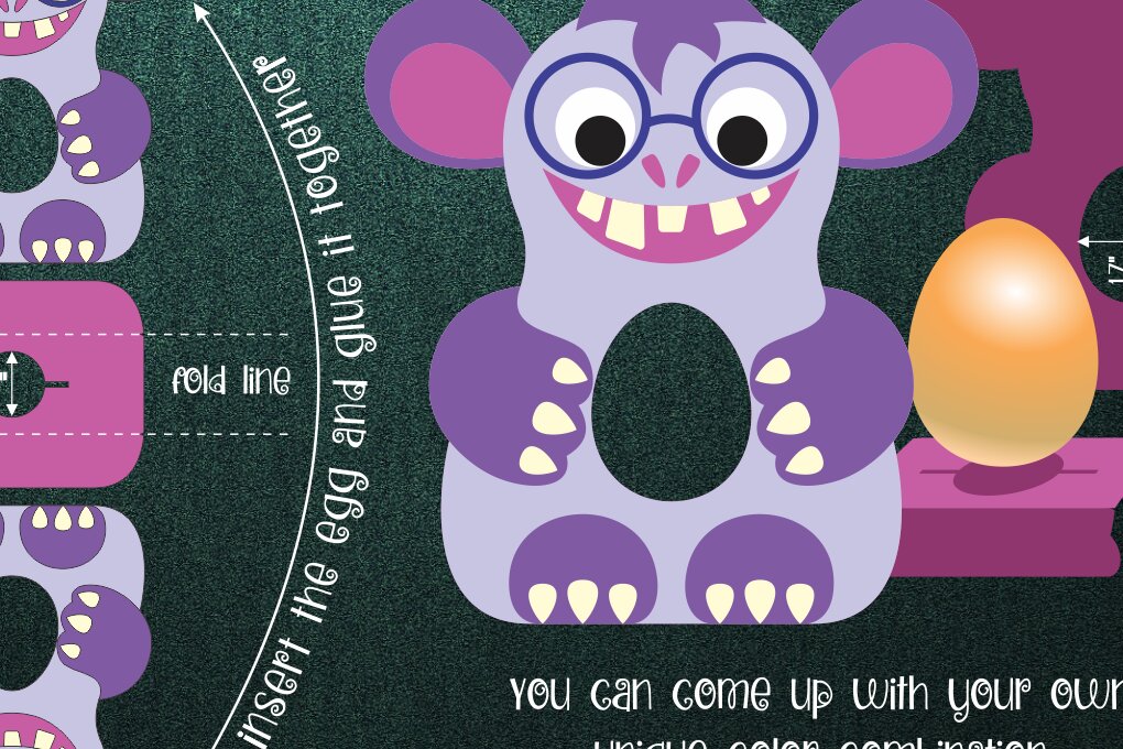 Σετ των 2 Intra απο ξύλο plywood 3mm-4mm πάχος - Αστεία αυγοθήκη σοκολάτας Monster Δίασταση 15x15 cm INTRAFABR-25000821