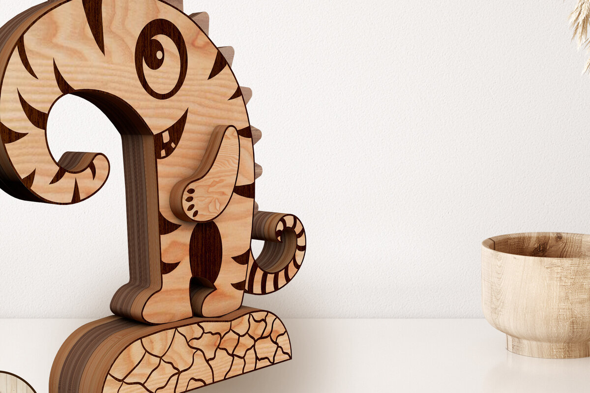 Σετ των 3 Intra απο ξύλο plywood 3mm-4mm πάχος - Αστείο πρότυπο πολλαπλών στρωμάτων τέρας Δίασταση 8x2 cm INTRAFABR-101845092