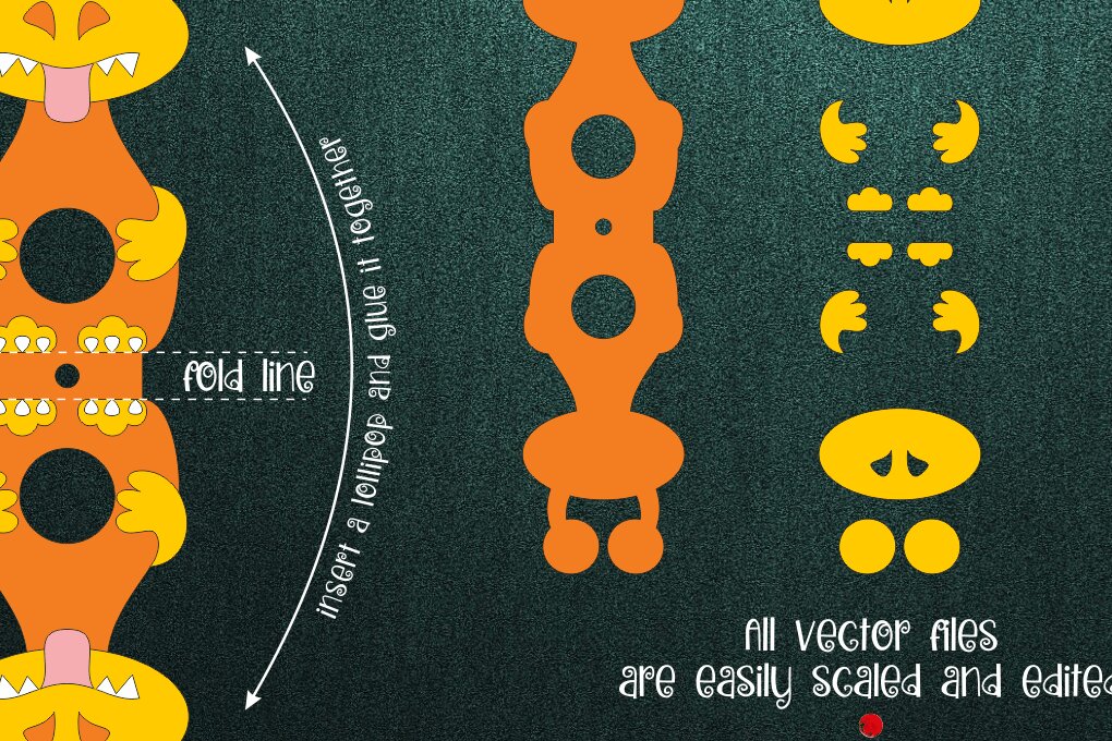 Intra απο ξύλο plywood 3mm-4mm πάχος - Αστεία τέρατα | Πακέτο για Lollipop Holders Δίασταση 30x20 cm INTRAFABR-32483236