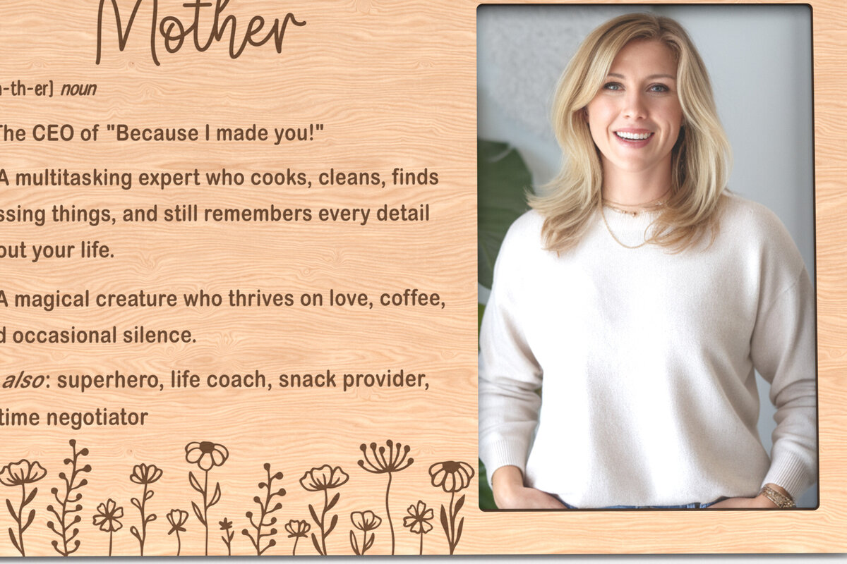 Σετ των 2 Intra απο ξύλο plywood 3mm-4mm πάχος - Αστεία κορνίζα φωτογραφιών ορισμού μητέρας Δίασταση 20x25 cm INTRAFABR-117340002