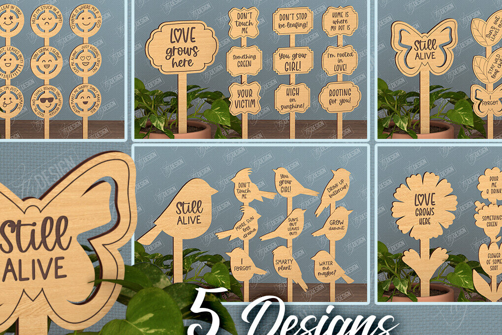 Σετ των 2 Intra απο ξύλο plywood 3mm-4mm πάχος - Αστεία δέσμη στοιχημάτων φυτών | Διακόσμηση κήπου Δίασταση 20x20 cm INTRAFABR-115821090