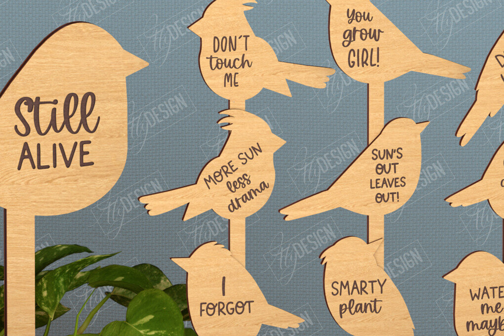 Σετ των 2 Intra απο ξύλο plywood 3mm-4mm πάχος - Αστεία φυτά Stakes | Διακόσμηση Κήπου Δίασταση 20x20 cm INTRAFABR-115821042