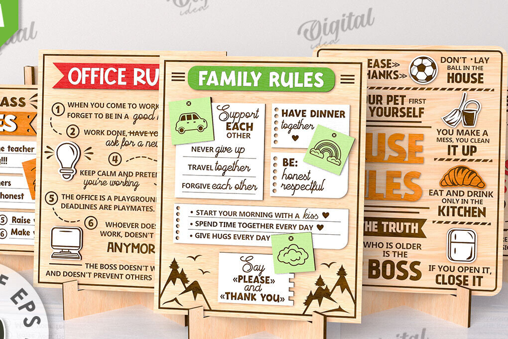 Intra απο ξύλο plywood 3mm-4mm πάχος - Αστεία Κανόνες Πλακέτες Πακέτο κοπής με λέιζερ Δίασταση 30x20 cm INTRAFABR-112861410