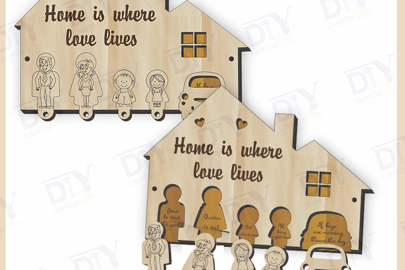 Σετ των 3 Intra απο ξύλο plywood 3mm-4mm πάχος - Funny Saying Κλειδιά 5 πλήκτρων  Δίασταση 4x4 cm INTRAFABR-125395698