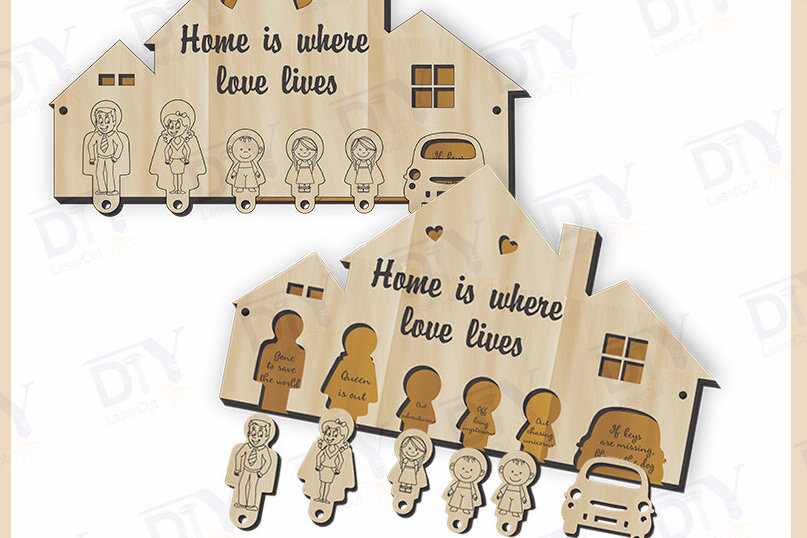 Σετ των 3 Intra απο ξύλο plywood 3mm-4mm πάχος - Αστεία ρητό κλειδοθήκη 6 πλήκτρων  Δίασταση 4x4 cm INTRAFABR-125396062