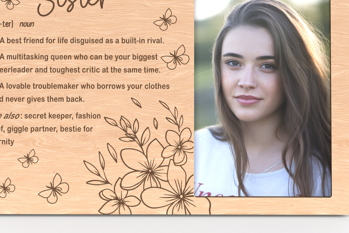 Σετ των 2 Intra απο ξύλο plywood 3mm-4mm πάχος - Αστεία κορνίζα αδερφής ορισμού Δίασταση 20x25 cm INTRAFABR-117340573