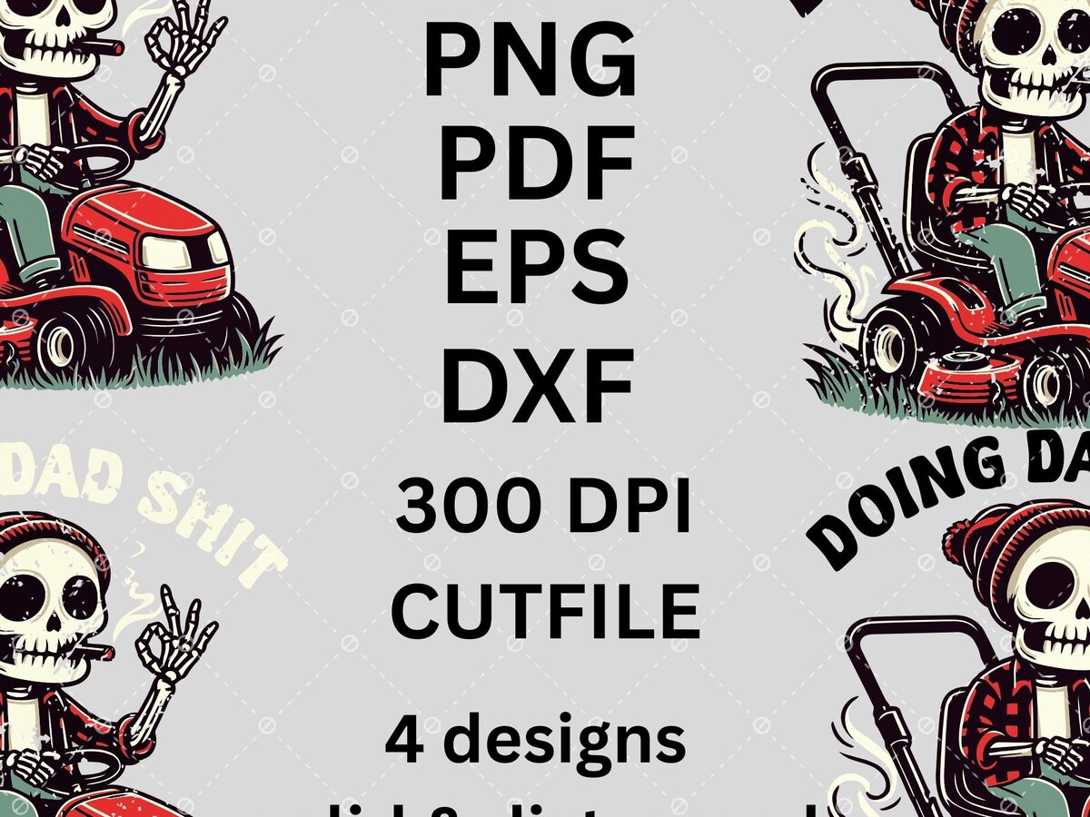 Σετ των 2 Intra απο ξύλο plywood 3mm-4mm πάχος - Funny Skeleton Dad Mowing  | Μπαμπάς Ζωή Δίασταση 20x20 cm INTRAFABR-121561015