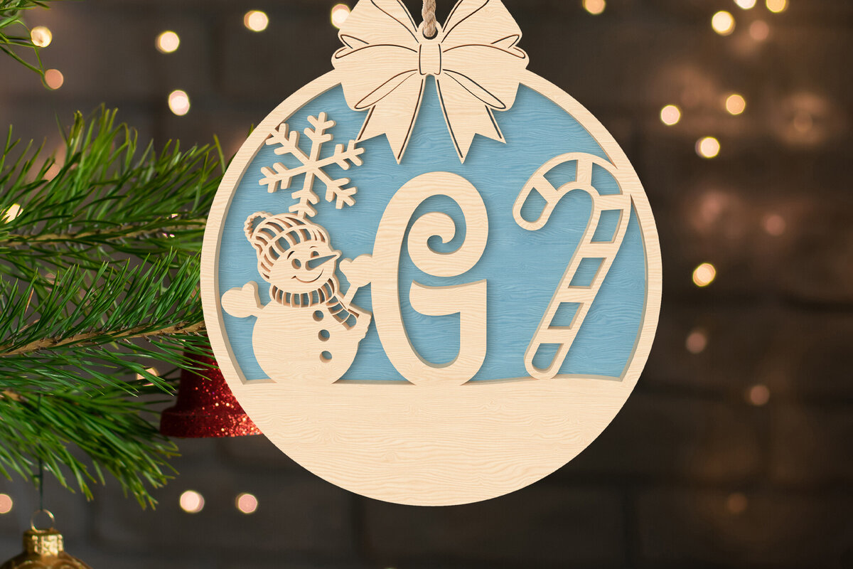 Σετ των 3 Intra απο ξύλο plywood 3mm-4mm πάχος - G Αρχικό Χριστουγεννιάτικο Στολίδι Δίασταση 6x6 cm INTRAFABR-107429750