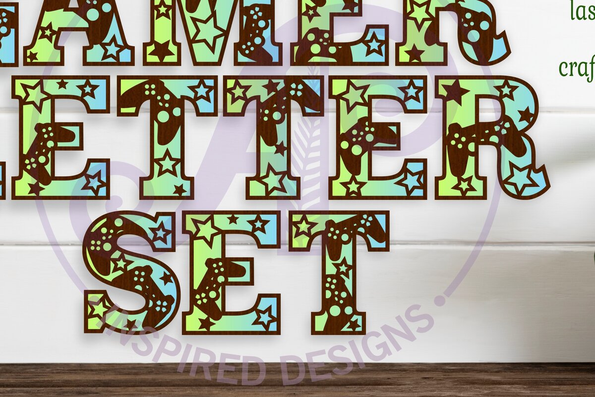 Σετ των 2 Intra απο ξύλο plywood 3mm-4mm πάχος - Gamer σετ αλφαβήτου. 2 γράμματα επιπέδωνx61 Δίασταση 30x20 cm INTRAFABR-102502149