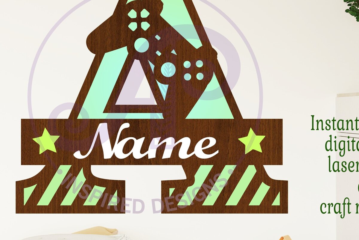 Intra απο ξύλο plywood 3mm-4mm πάχος - Κεφαλαίο μονόγραμμα Gamer Επιστολή  Δίασταση 30x20 cm INTRAFABR-109003288