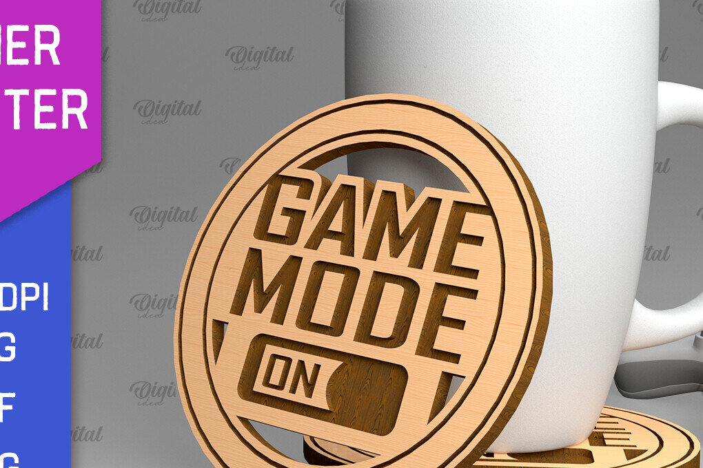Σετ των 2 Intra απο ξύλο plywood 3mm-4mm πάχος - Gamer Coaster Cut Laser. Gamer Decor  Δίασταση 30x20 cm INTRAFABR-97717344