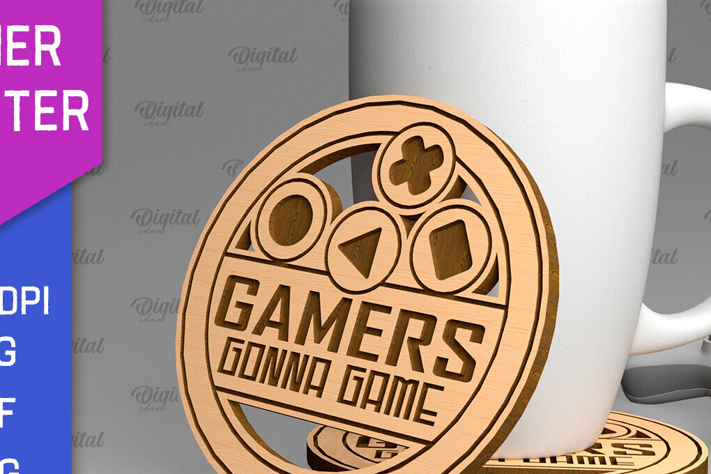 Σετ των 2 Intra απο ξύλο plywood 3mm-4mm πάχος - Gamer Coaster Cut Laser. Gamer Decor  Δίασταση 30x20 cm INTRAFABR-97717386