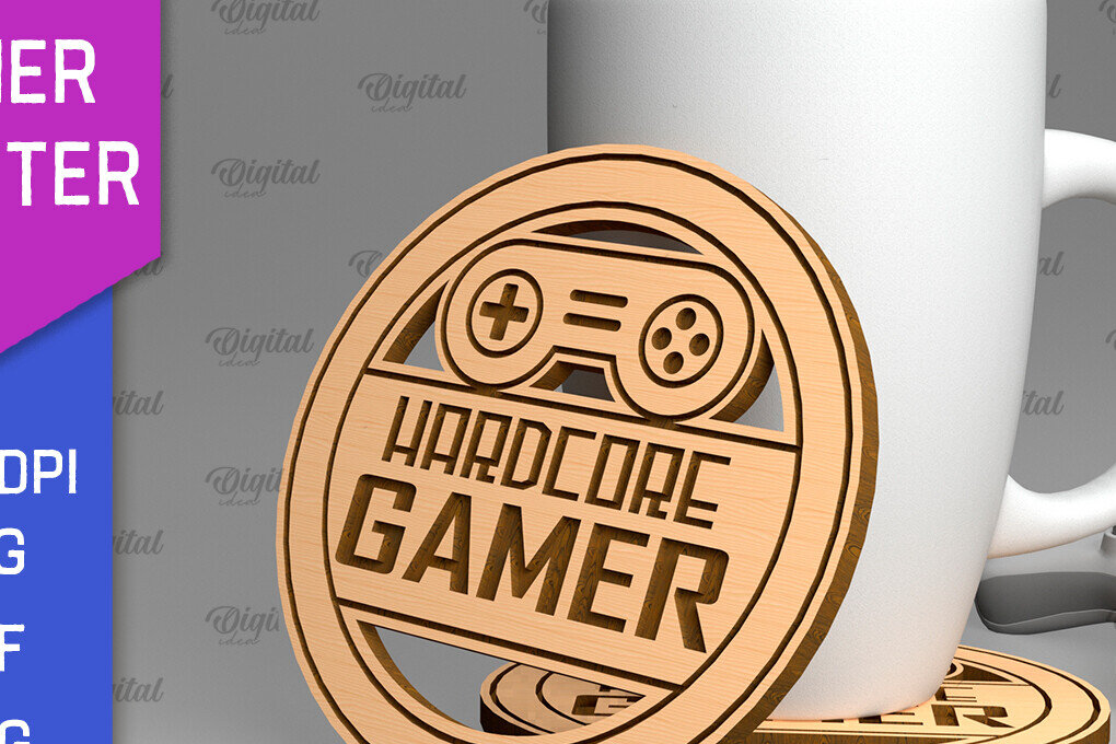 Σετ των 2 Intra απο ξύλο plywood 3mm-4mm πάχος - Gamer Coaster Cut Laser. Gamer Decor  Δίασταση 30x20 cm INTRAFABR-97717411