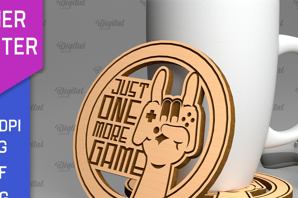 Σετ των 2 Intra απο ξύλο plywood 3mm-4mm πάχος - Gamer Coaster Cut Laser. Gamer Decor  Δίασταση 30x20 cm INTRAFABR-97717131