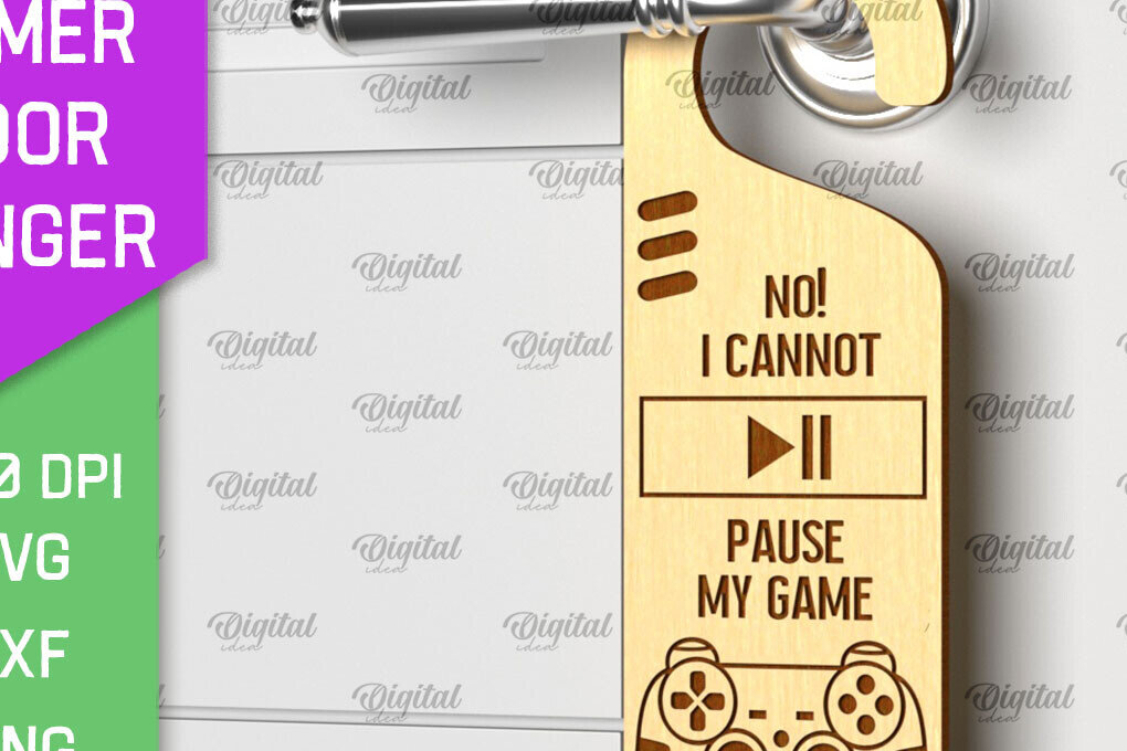 Intra απο ξύλο plywood 3mm-4mm πάχος - Gamer Door Hanger Laser. Πόμολο πόρτας  Δίασταση 30x20 cm INTRAFABR-98142013