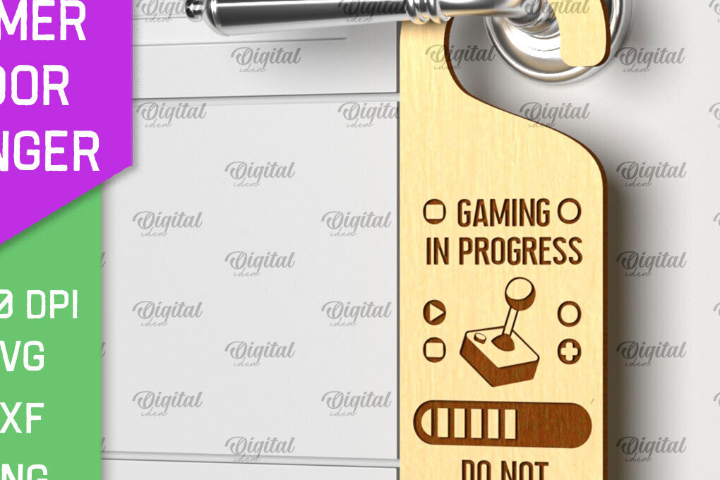 Intra απο ξύλο plywood 3mm-4mm πάχος - Gamer Door Hanger Laser. Πόμολο πόρτας  Δίασταση 30x20 cm INTRAFABR-98142081