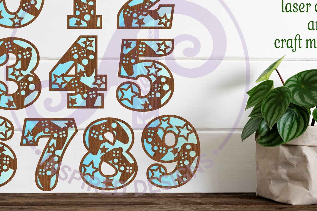 Intra απο ξύλο plywood 3mm-4mm πάχος - Gamer Numbers Σήμα τοίχου δύο επιπέδων  Δίασταση 30x20 cm INTRAFABR-102866489