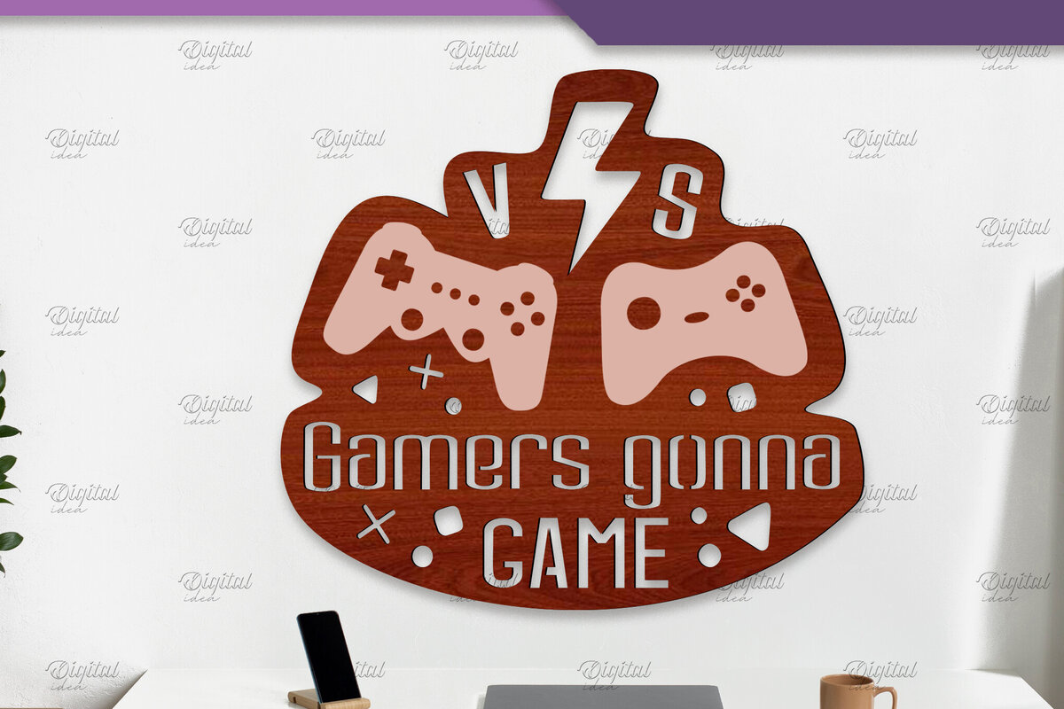 Σετ των 2 Intra απο ξύλο plywood 3mm-4mm πάχος -  Sign Gamer. Μονόγραμμα σημάδια  Δίασταση 30x20 cm INTRAFABR-84293823