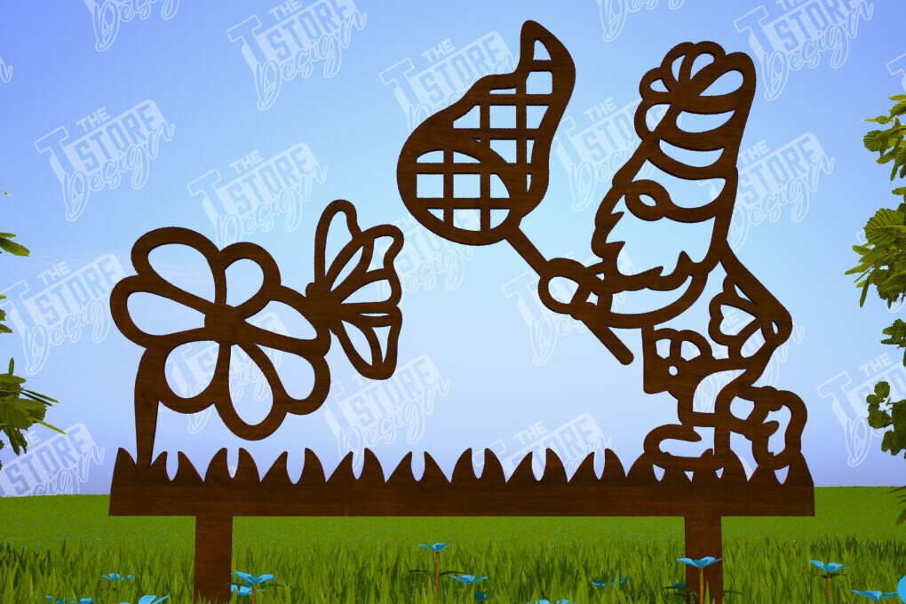 Σετ των 2 Intra απο ξύλο plywood 3mm-4mm πάχος - Διακόσμηση Κήπου Gnome | Πασσάλους γκαζόν Δίασταση 20x20 cm INTRAFABR-102895871