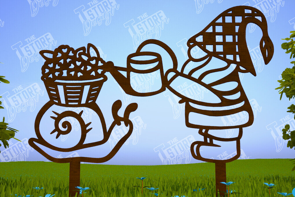 Σετ των 2 Intra απο ξύλο plywood 3mm-4mm πάχος - Διακόσμηση Κήπου Gnome | Πασσάλους γκαζόν Δίασταση 20x20 cm INTRAFABR-102895484