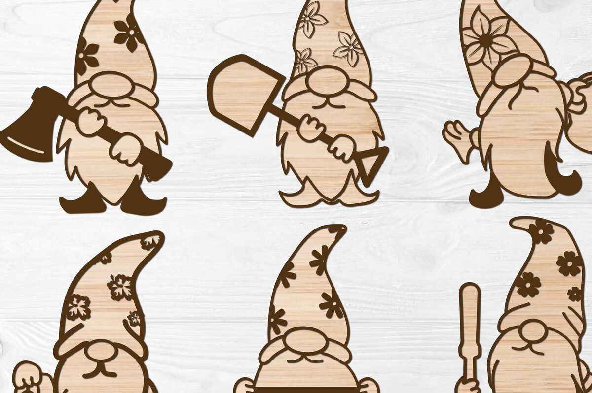 Σετ των 3 Intra απο ξύλο plywood 3mm-4mm πάχος - Garden Gnome Laser Cut  Δίασταση 20x20 cm INTRAFABR-67716848