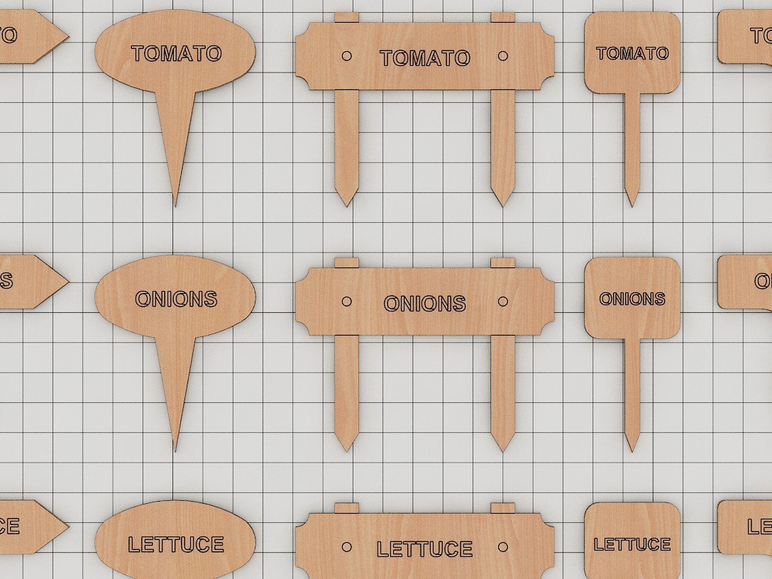 Intra απο ξύλο plywood 3mm-4mm πάχος - Σετ πασσάλων φυτών κήπου / Μαρκαδόροι φυτών Δίασταση 30x20 cm INTRAFABR-39958757