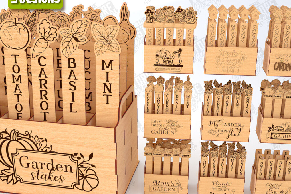 Σετ των 2 Intra απο ξύλο plywood 3mm-4mm πάχος - Σετ πασσάλων κήπου | Δείκτης φυτών | CNC Δίασταση 20x20 cm INTRAFABR-119540738