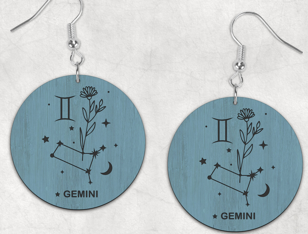 Σετ των 3 Intra απο ξύλο plywood 3mm-4mm πάχος - Σκουλαρίκια Boho Zodiac Gemini Δίασταση 3x3 cm INTRAFABR-28512092