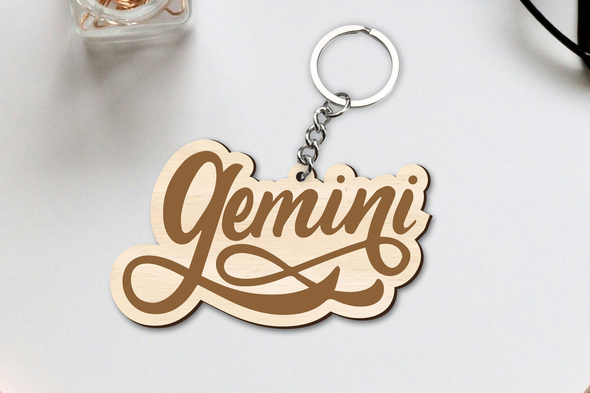 Intra απο ξύλο plywood 3mm-4mm πάχος - Gemini Zodiac Key Chain Laser Cut  Δίασταση 30x20 cm INTRAFABR-96829279