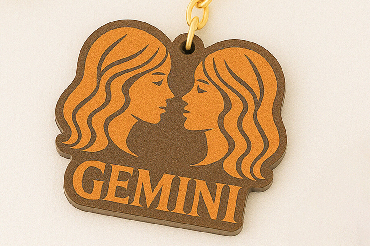 Σετ των 3 Intra απο ξύλο plywood 3mm-4mm πάχος - Μπρελόκ Gemini Zodiac  Laser Cut Δίασταση 4x4 cm INTRAFABR-120350197