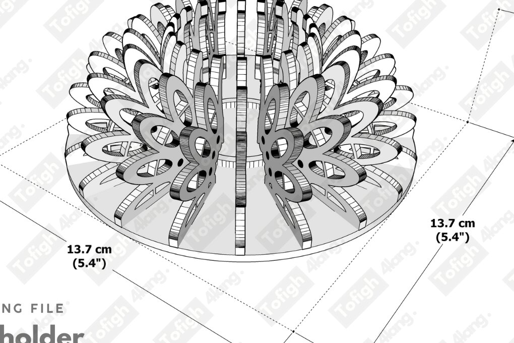 Σετ των 2 Intra απο ξύλο plywood 3mm-4mm πάχος - Γεωμετρική Κηροπήγιο Σχέδιο κοπής με λέιζερ Δίασταση 20x20 cm INTRAFABR-121863565