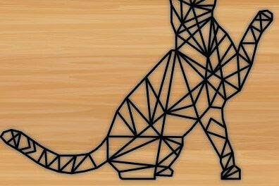 Intra απο ξύλο plywood 3mm-4mm πάχος - Γεωμετρική Γάτα Laser Μεταλλική διακόσμηση τοίχου Δίασταση 40x50 cm INTRAFABR-69975412