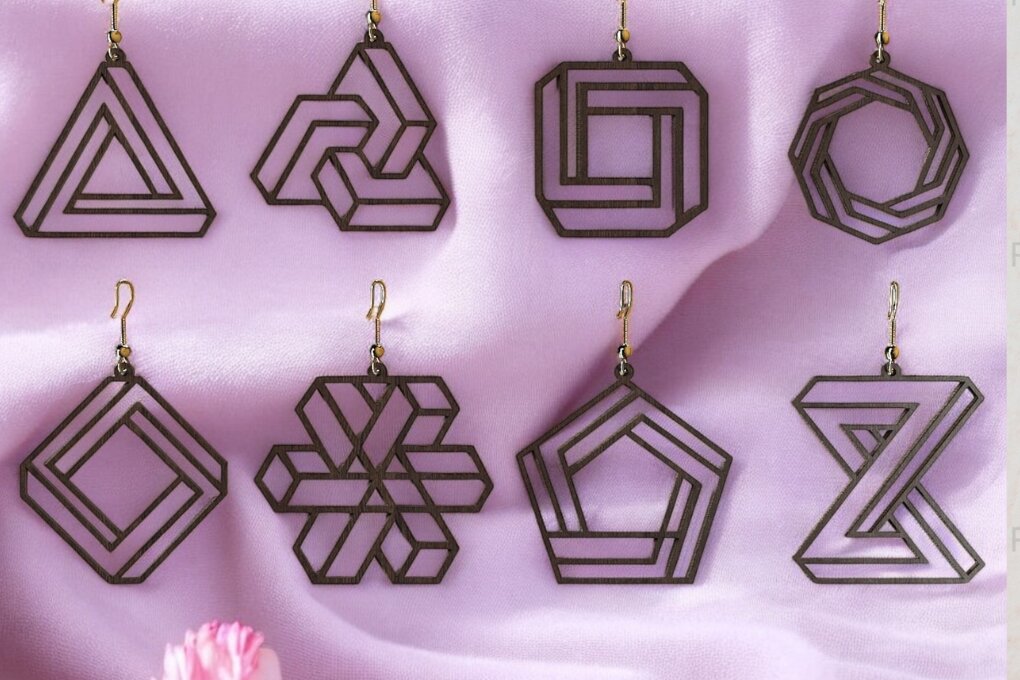 Σετ των 3 Intra απο ξύλο plywood 3mm-4mm πάχος - Αρχεία γεωμετρικών σκουλαρικιών 221 Δίασταση 3x3 cm INTRAFABR-118486579