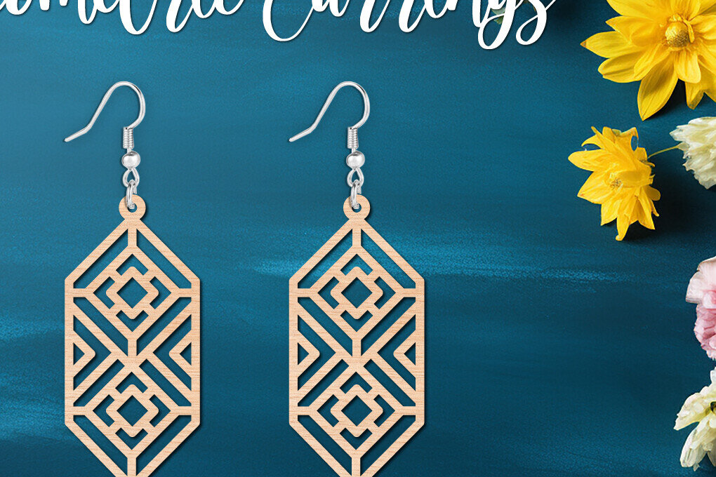 Σετ των 3 Intra απο ξύλο plywood 3mm-4mm πάχος - Γεωμετρικό σκουλαρίκι , πρότυπο κοσμήματος Δίασταση 3x3 cm INTRAFABR-104023108