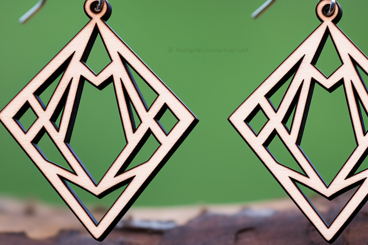 Σετ των 3 Intra απο ξύλο plywood 3mm-4mm πάχος -  κοπής με λέιζερ γεωμετρικό σκουλαρίκι  Δίασταση 3x3 cm INTRAFABR-95724631