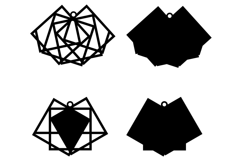 Σετ των 3 Intra απο ξύλο plywood 3mm-4mm πάχος - Γεωμετρικό Σκουλαρίκι  Πολύγωνο Σκουλαρίκι Δίασταση 3x3 cm INTRAFABR-77080680