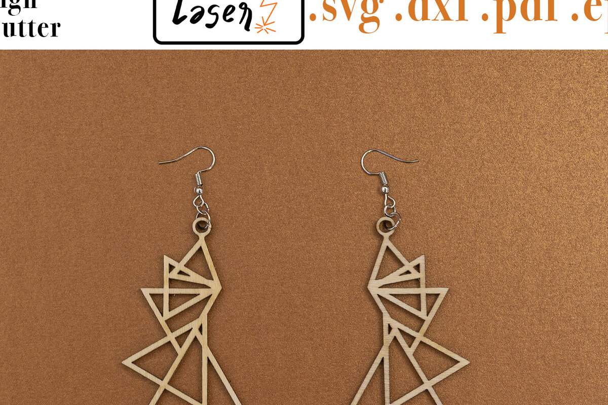 Σετ των 3 Intra απο ξύλο plywood 3mm-4mm πάχος -  γεωμετρικών σκουλαρίκια για κόφτη λέιζερ Δίασταση 3x3 cm INTRAFABR-53397251